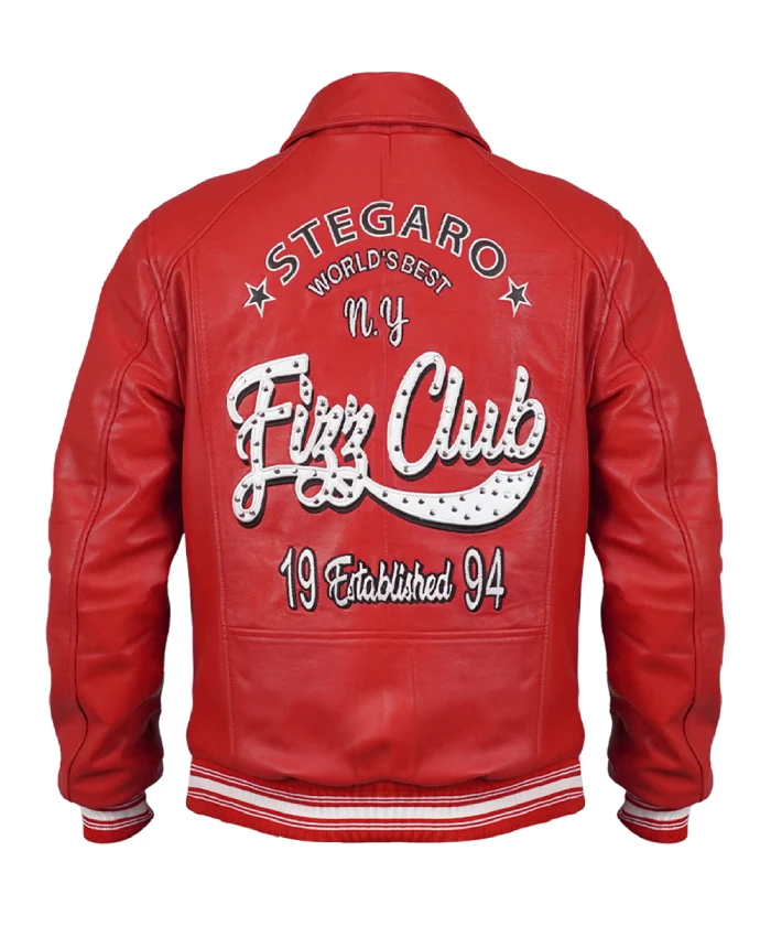 Shop Stegaro Fizz Club Bomber Red Leather Jacket