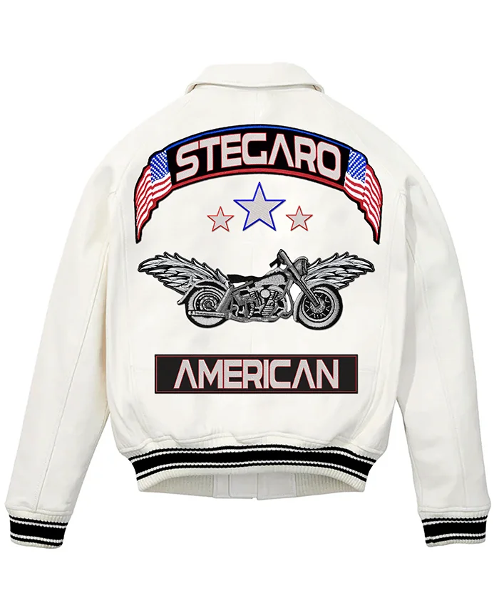 Shop Stegaro White Vintage Bomber Leather Jacket For Men And Women