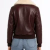 Womens Stella G 1 Maroon Leather Bomber Jacket