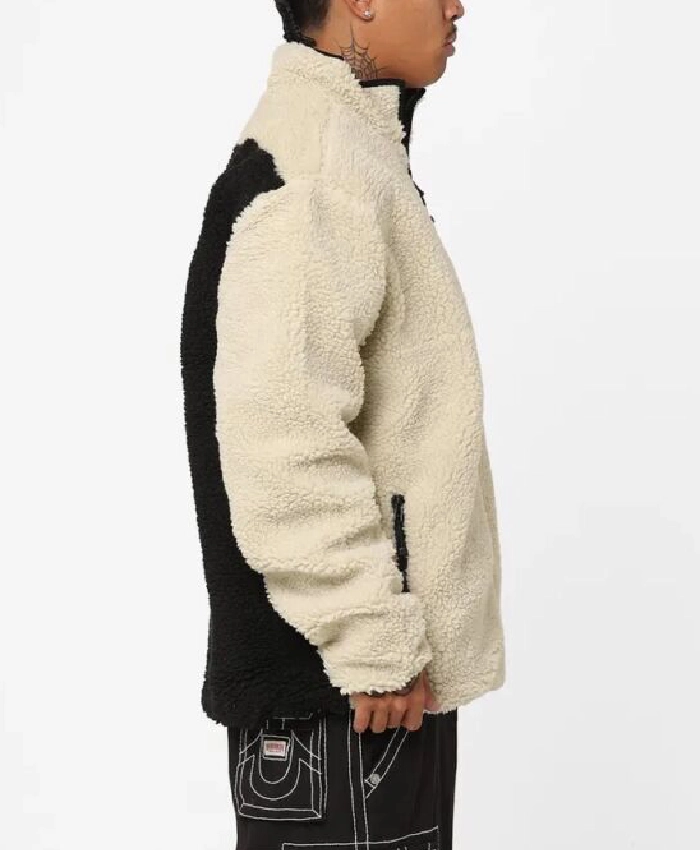 Shop Stussy 8 Ball Off White And Green Sherpa Jacket
