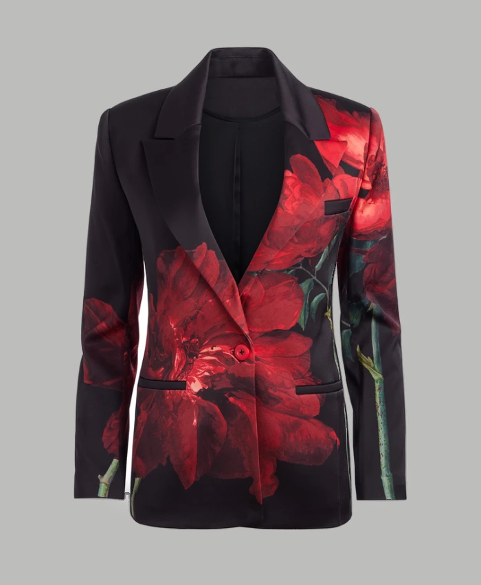 Shop The Morning Show 2025 Sara Bareilles Black And Red Floral Suit