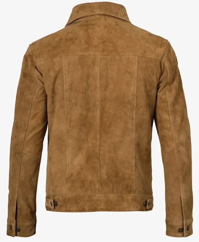 Mens Trucker Light Brown Suede Jacket - Image 2