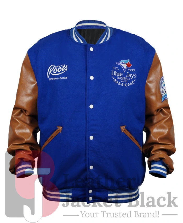 Shop This Toronto Blue Jays Blue And Brown Letterman Varsity Jacket