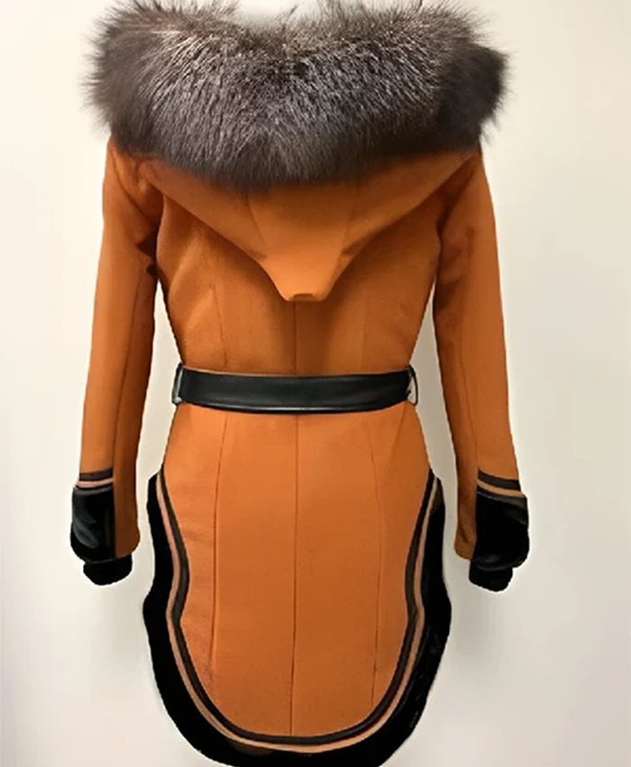 Anna Lambe North Of North Fur Orange Coat - Image 4