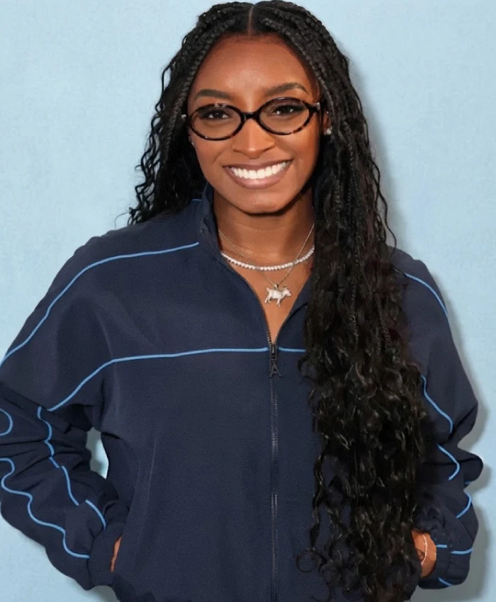 Simone Biles Milano Cortina 2026 Winter Olympics Navy Bomber Track Jacket
