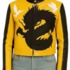 Singer Dua Lipa Buenos Aires Dragon Yellow And Black Jacket