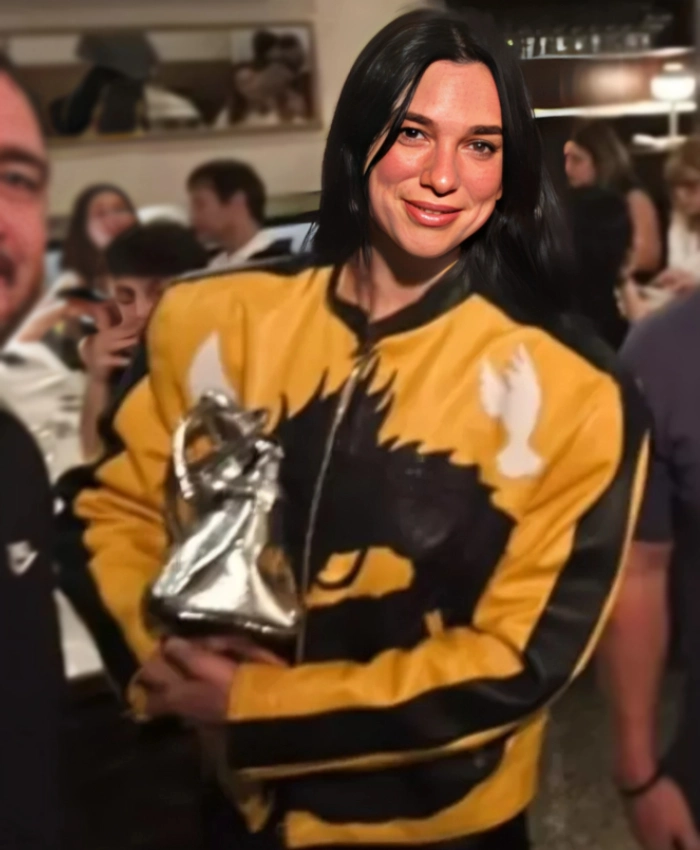 Singer Dua Lipa Buenos Aires Dragon Yellow And Black Leather Jacket