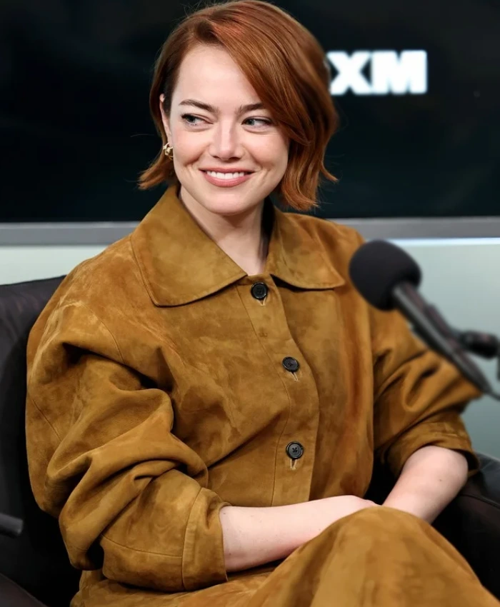 SiriusXMs Town Hall Emma Stone Brown Cropped Jacket