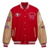 Sixty Years Of Super Bowl 2026 Super Bowl XXIII 49ers Vs. Bengals Champions Unisex Red Bomber Varsity Jacket