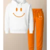 Smiley Face White And Orange Tracksuit