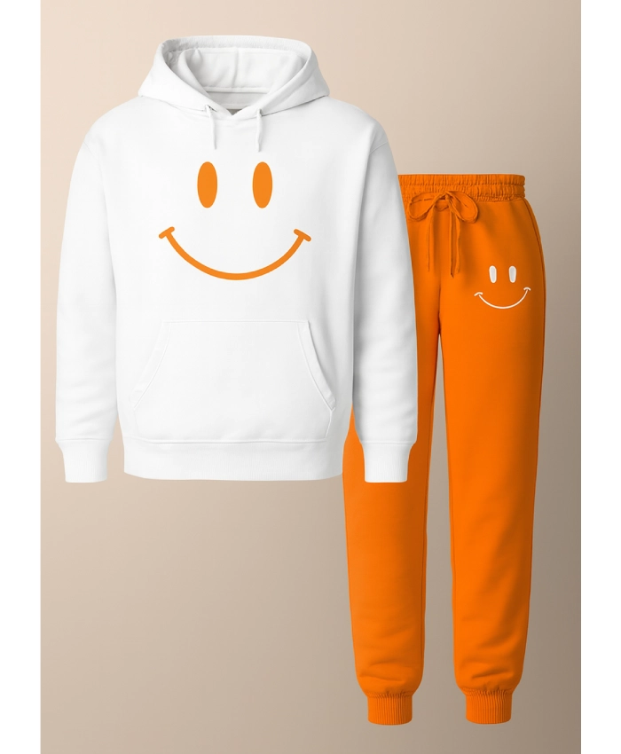 Smiley Face White And Orange Tracksuit