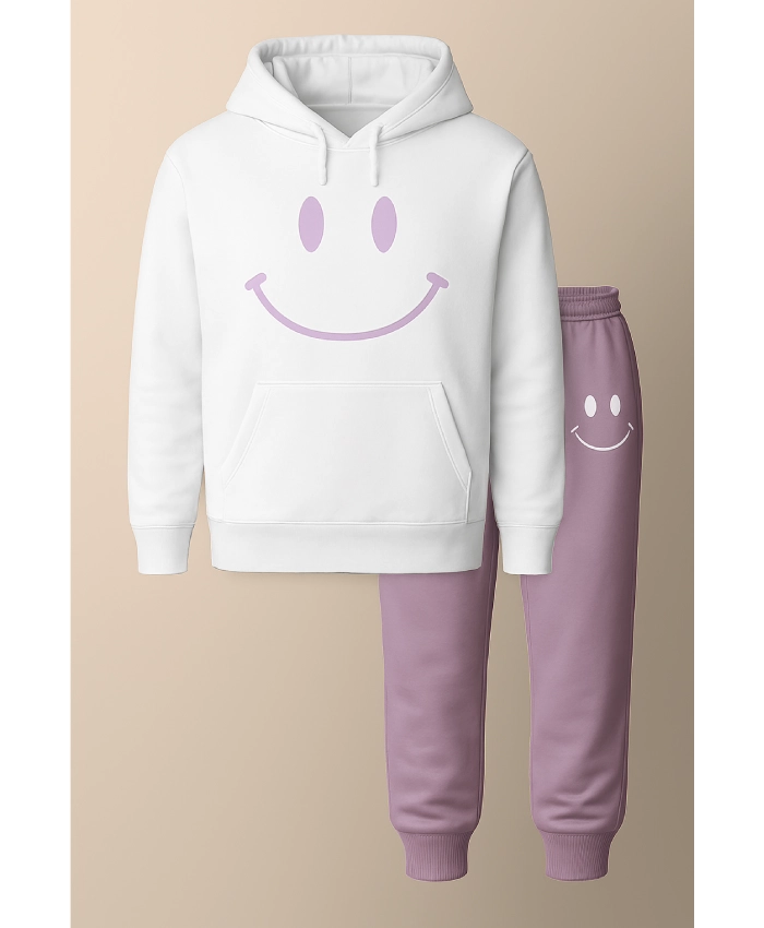 Smiley Face White And Purple Tracksuit