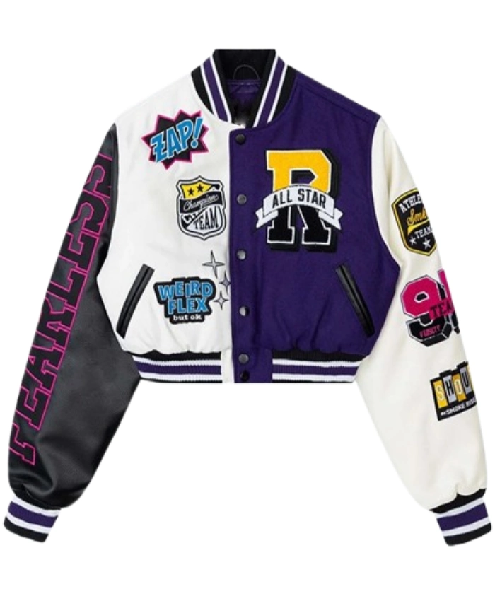 Smoke Rise Cropped Melton Wool Varsity Multicolor Jacket