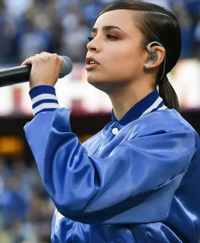 Sofia Carson Dodgers Blue Jacket