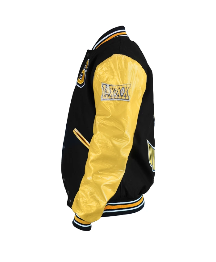Southern University Full Snap Black And Gold Varsity WoolLeather Jacket