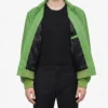 Sp5der Debossed Web Green Leather Jacket