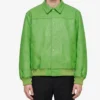 Sp5der Debossed Web Leather Jacket