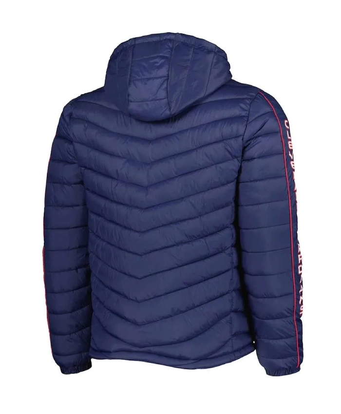 Splitter Soft Down Touch Cleveland Guardians Puffer Full Zip Navy Hoodie Jacket