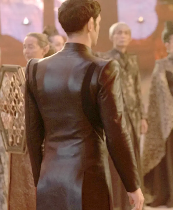 Spock Star Trek Strange New Worlds Black Leather Coat Back