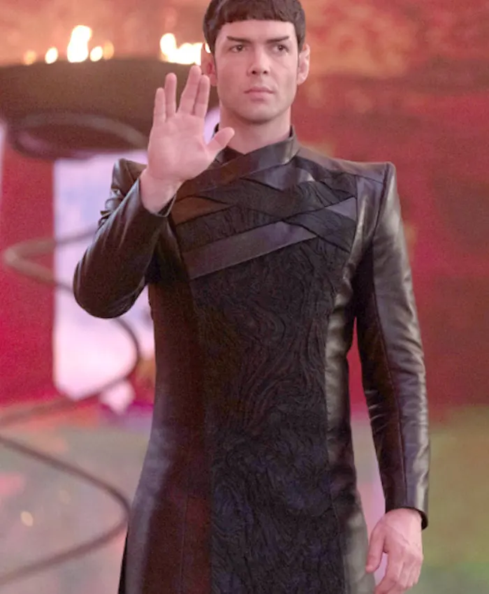 Spock Star Trek Strange New Worlds Black Leather Coat