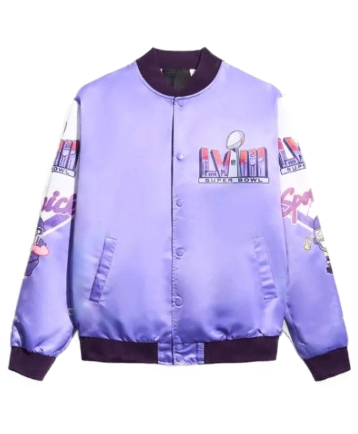 SpongeBob X NFL Super Bowl LVIII Purple Varsity Jacket