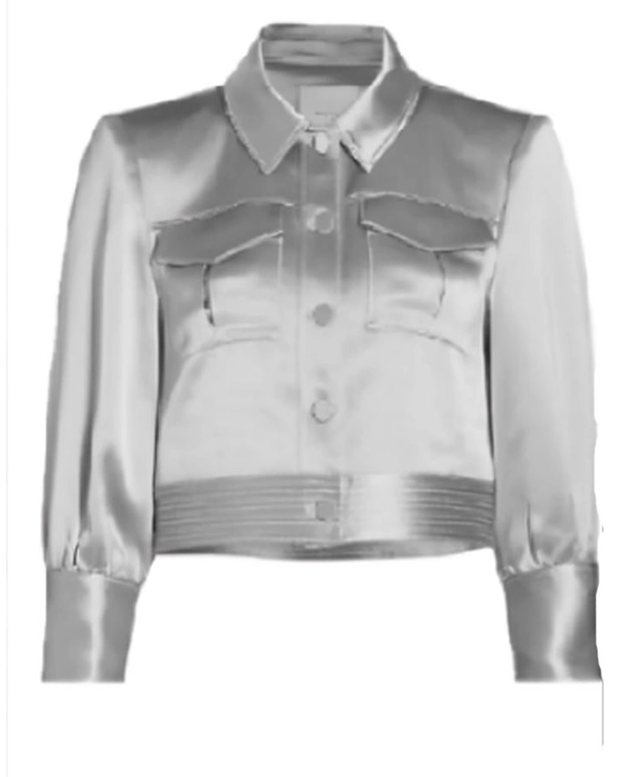 Stal Stowers TV Series Sistas Season 08 Penelope Silver Satin Crop Jacket For Unisex