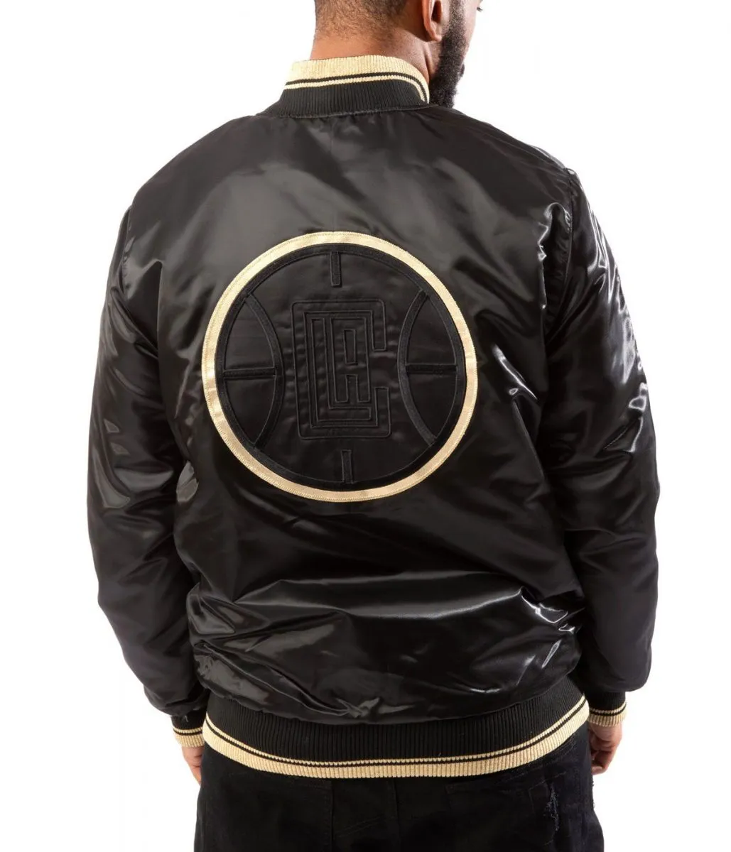Starter Bomber LA Clippers Black Gold Jacket Back