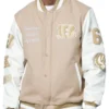 Starter Cincinnati Bengals Beige And White Wool Varsity Jacket