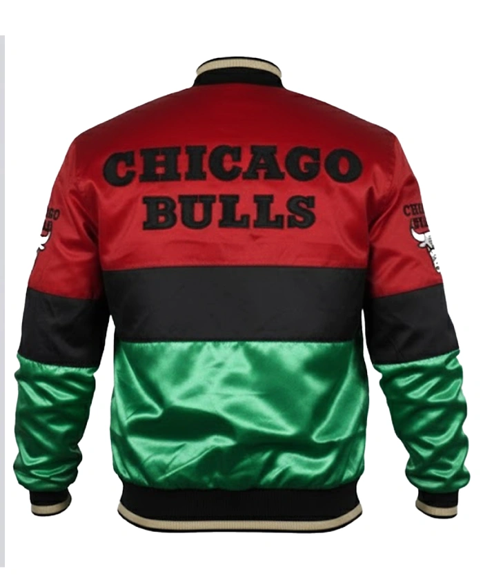 Starter Color Block 75th Year Chicago Bulls Month Satin Jacket