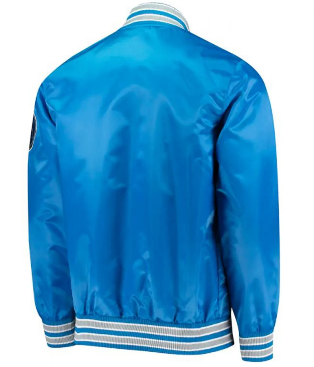 Starter Dallas Mavericks Blue Satin Jacket Back