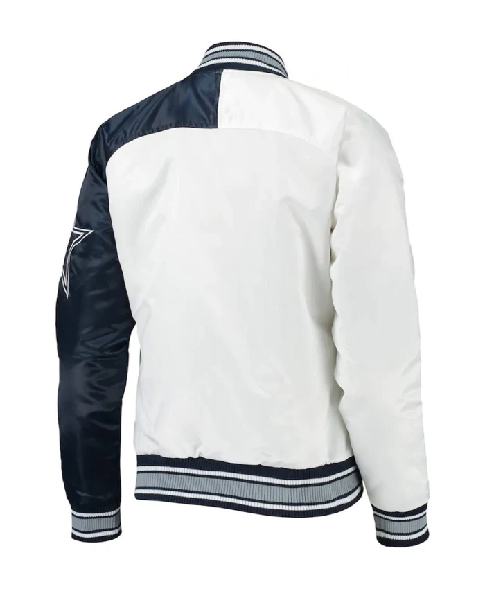 Starter Dallas Cowboys Endzone White And Blue Satin Jacket - Image 2
