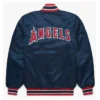 Starter Los Angeles Angels Navy Blue Full Snap Bomber Satin Jacket