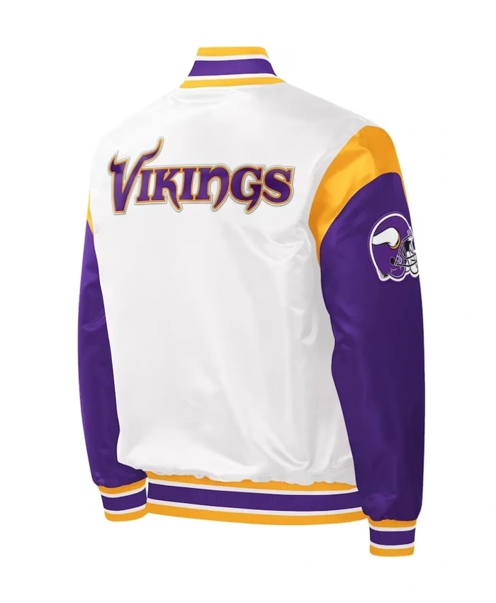 Minnesota Vikings Starter Satin White and Purple Jacket - Image 2