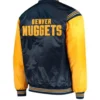 Starter Varsity Denver Nuggets Satin Blue And Yellow Jacket Back