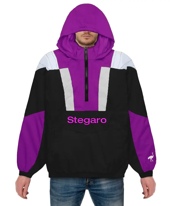 Stegaro Black And Purple Half Zip Up Jacket