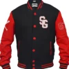 Stegaro Black And Red Letterman Varsity Jacket