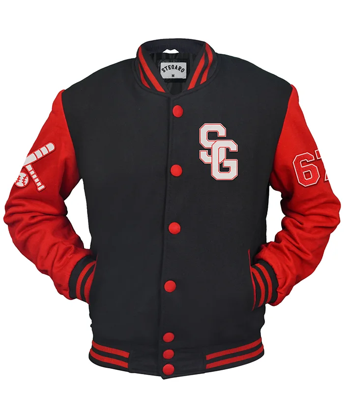 Stegaro Black And Red Varsity Jacket