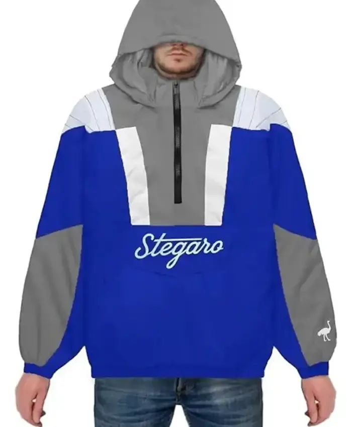 Stegaro Blue And Grey Half Zip Up Jacket