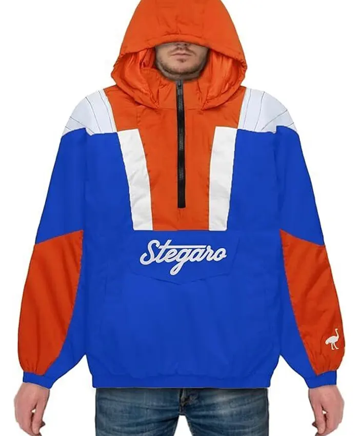 Stegaro Blue And Orange Half Zip Up Jacket