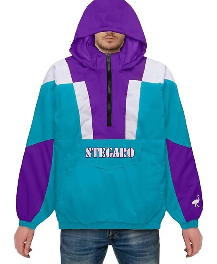Stegaro Blue And Purple Half Zip Up Jacket