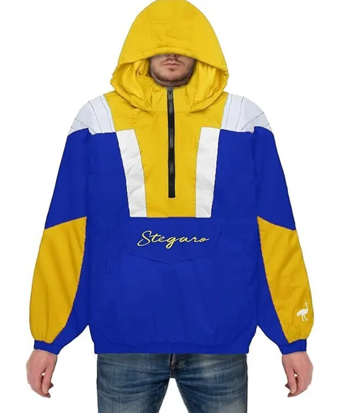 Stegaro Blue And Yellow Half Zip Up Jacket