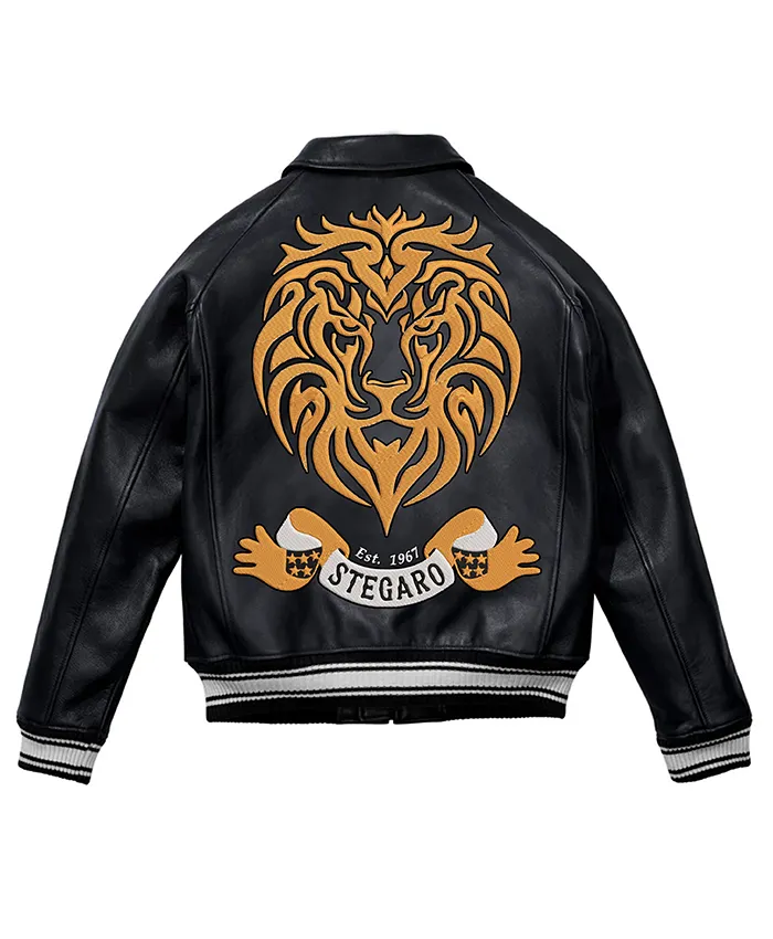 Stegaro Bomber Black Leather Jacket