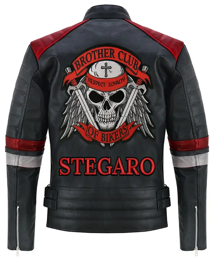 Stegaro Brother Club Black Leather Jacket For Unisex