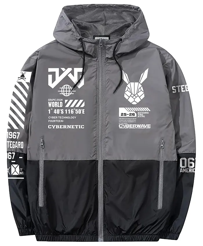 Stegaro Cybernatic Grey And Black Hooded Jacket
