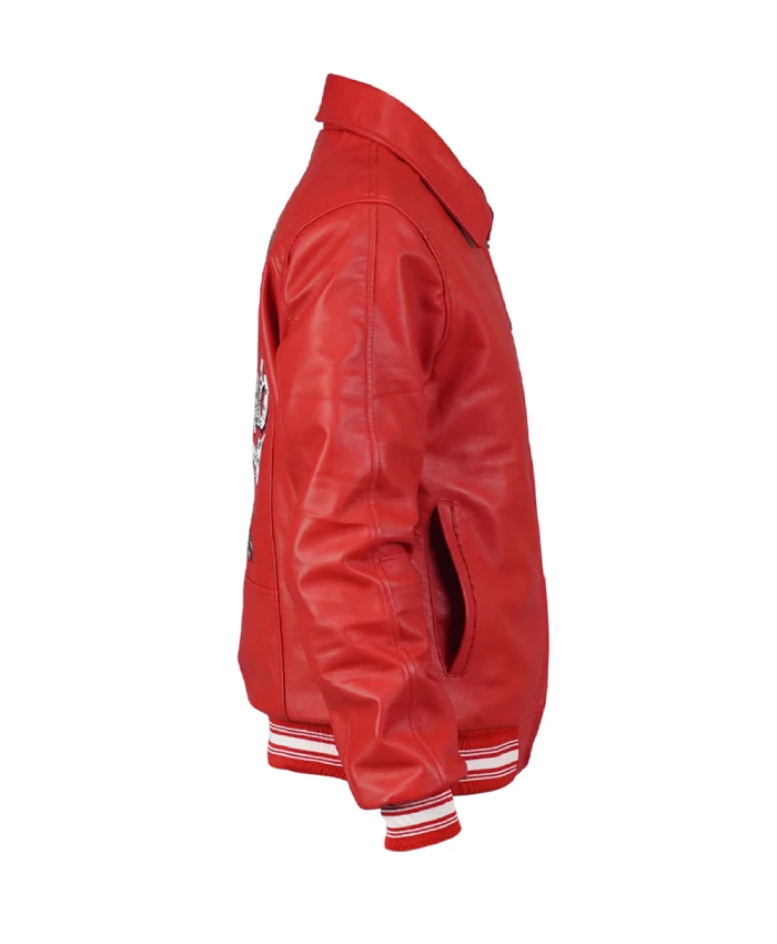 Stegaro Fizz Club Bomber Leather Jacket In Red