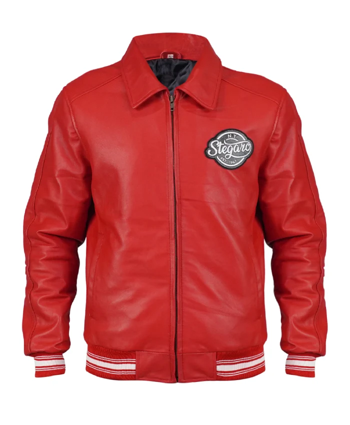 Stegaro Fizz Club Bomber Leather Red Jacket