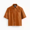 Stegaro Oversized Brown Leather Shirt