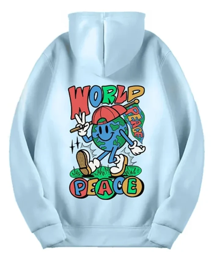 Stegaro World Peace Aqua Blue Hoodie