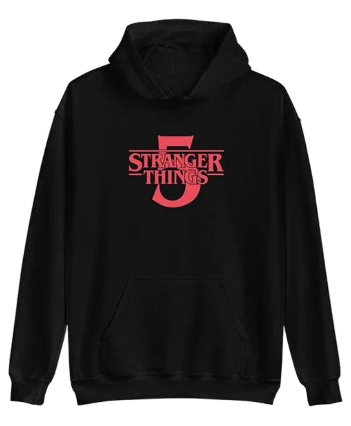 Stranger Things S05 One Last Adventure Black Pullover Printed Hoodie