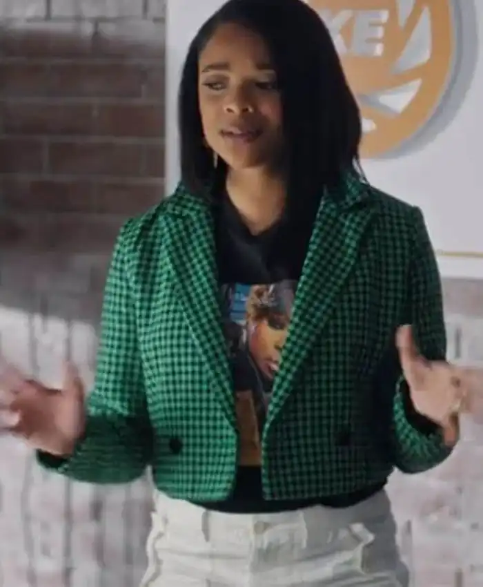 Strength Of A Woman Ajiona Alexus Green Cropped Blazer